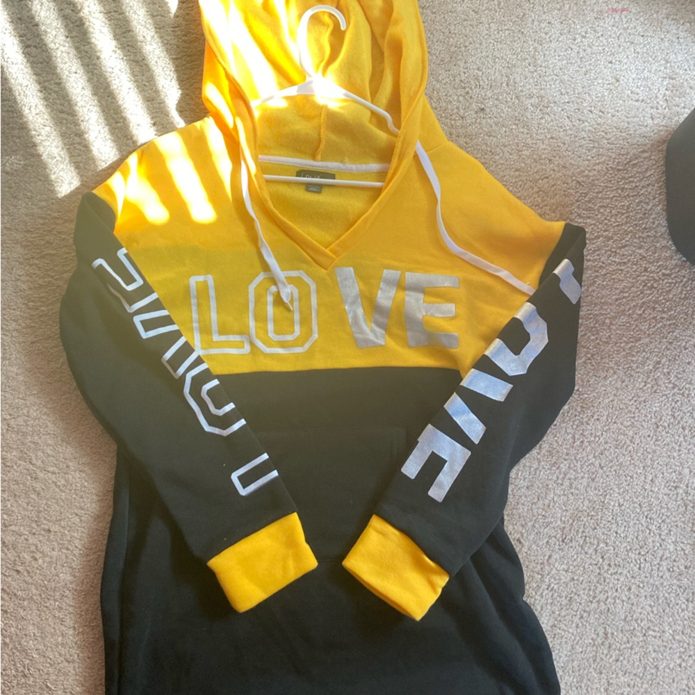Yellow/Black Womens “Love” Hoodie